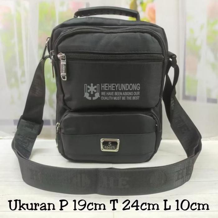 Tas selempang besar banyak ruang hehebag bahan awet nilon polister pria
