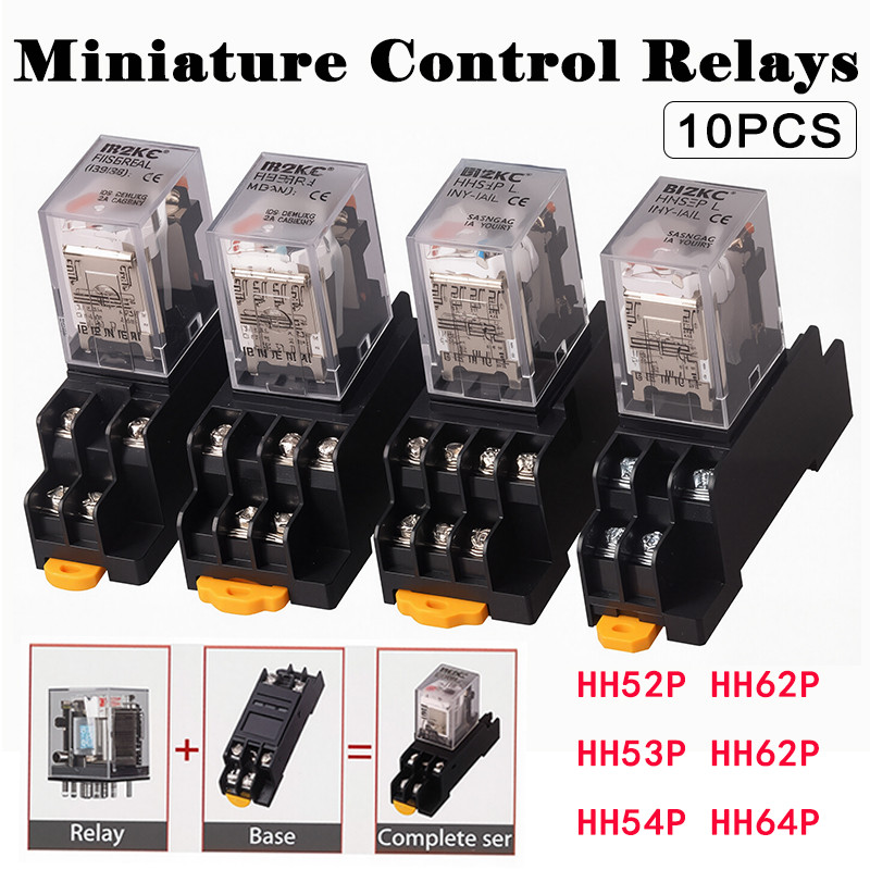 10pcs Intermediate Relay Switch AC110V 220V DC 12V 24V HH52P HH53P HH54P HH62P HH63P HH64P LED Coil