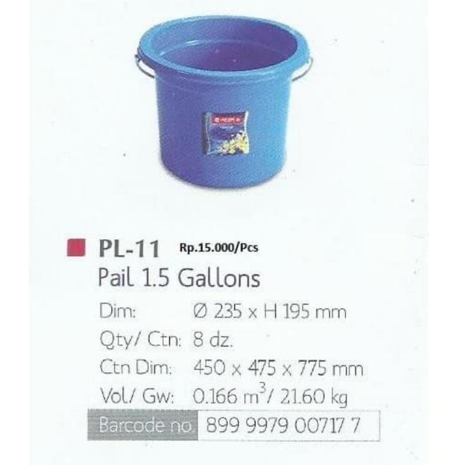 LION STAR Ember Plastik 1,5 Galon/ Ember Lion Star Tanpa Tutup