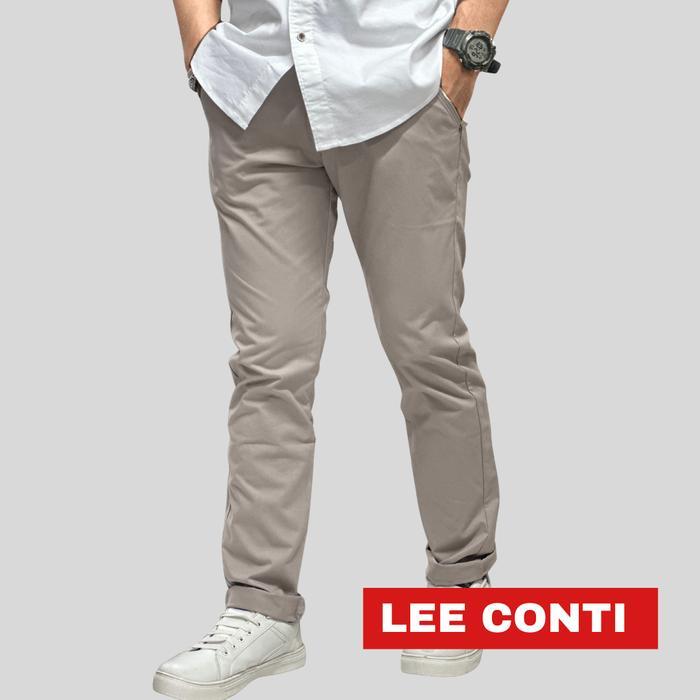 LEE CONTI Panjang Celana Panjang Pria Chino Stretch dengan 4 Saku - Frapucino Ukuran 28 Panjang Pria