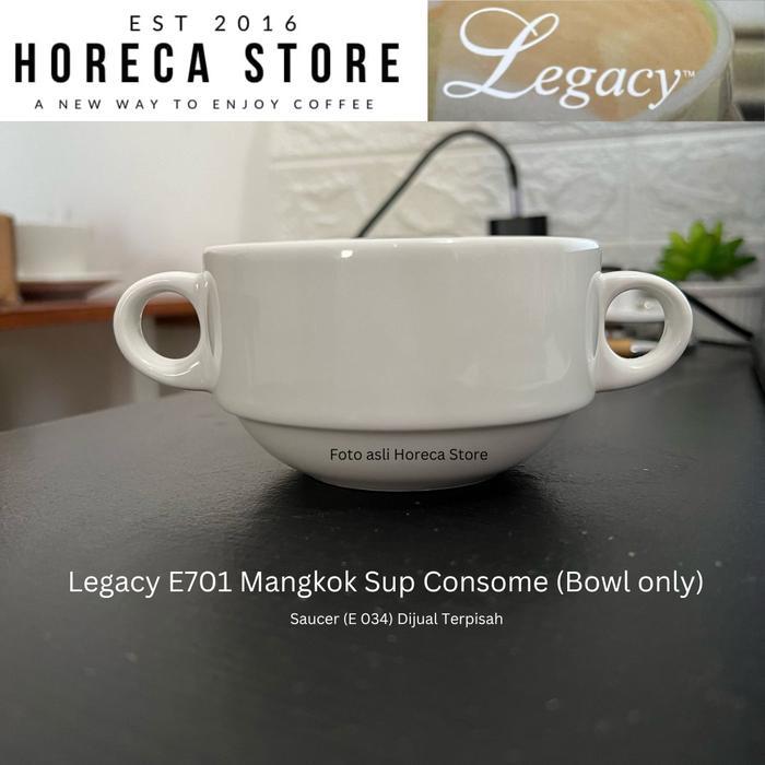 Ada Stok LEGACY E701 Porcelain Soup Cup Consome 2 Handle 280ml - Mangkok Zuppa Soup keramik dengan 2