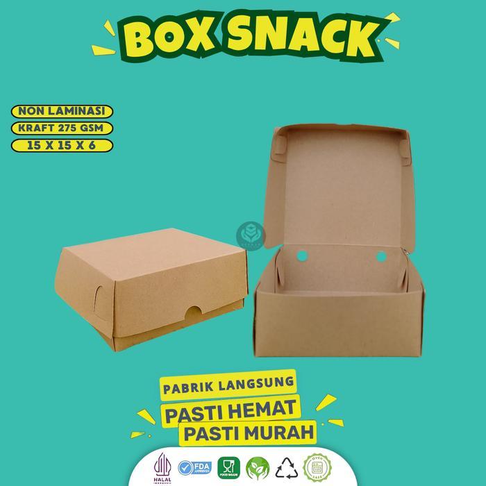 (25 PCS) Snack Box 15x15 / Dus Kue 15X15 / Dus Snack Makanan Ringan / B34K1