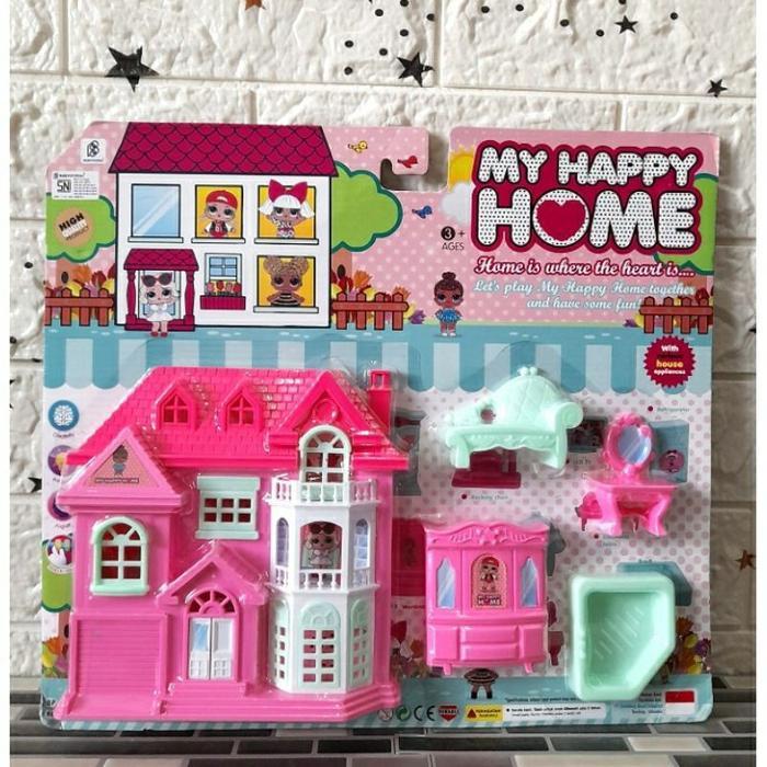 Mainan Rumah-Rumahan Plastik Set Lengkap Lemari Sofa Cermin Rias Ukuran 36x32cm