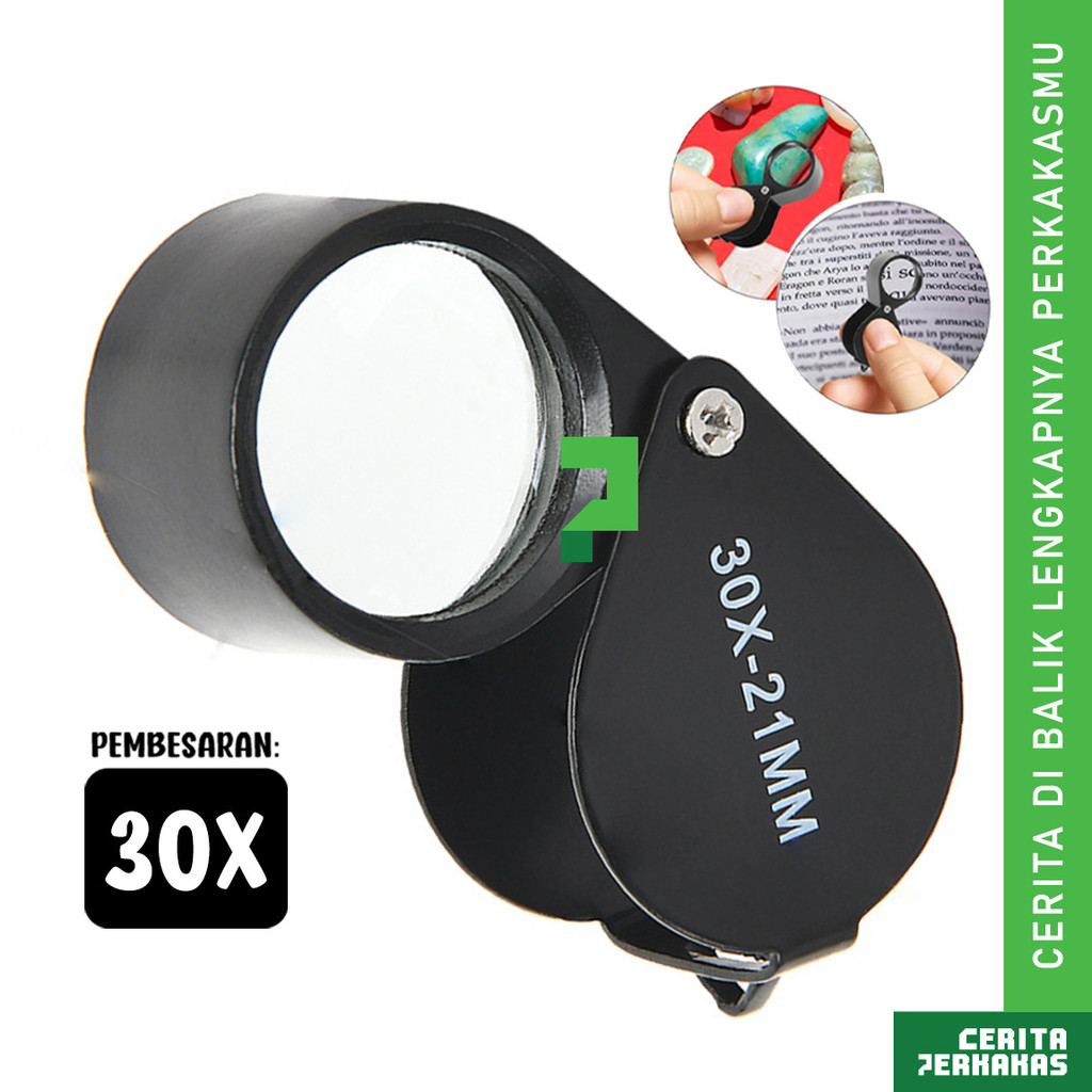 CP Pembesar Kaca Foldable 21mm 30x AL14 / Jewelers Loupe Magnifying Glass Lipat Logam Portable Perhi