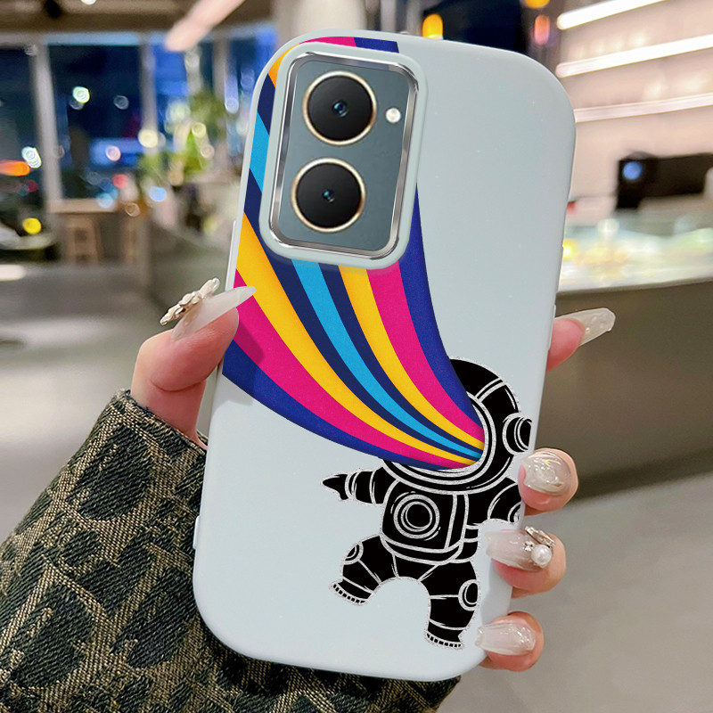 Casing Hp Untuk VIVO Y03 Y03T Y18 Y18E Y18i Y18t Y28s 5G Y37 5G Case Rainbow Astronaut Kasing  silik