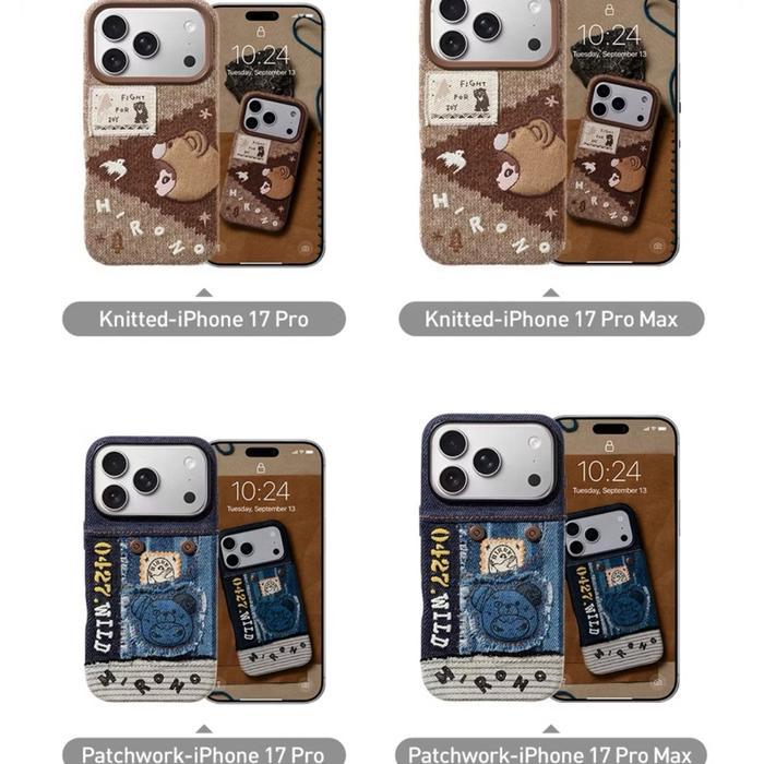 Premium Pop Mart Hirono Road Journal Series Phone Case For Knitted Iphone 17 Pro Max Original