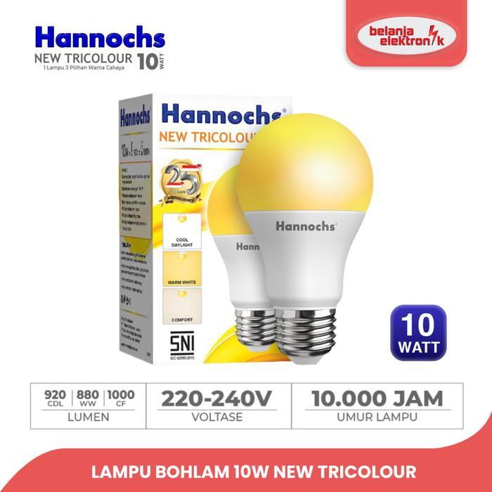HANNOCHS LAMPU BOHLAM 10W NEW TRICOLOUR CAHAYA PUTIH / CAHAYA KUNING / CAHAYA PUTIH KUNINGAN