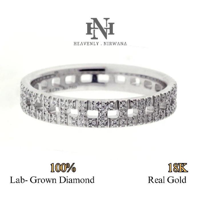 Cincin Lab Grown Diamond Emas Putih 18K Model T Pria Wanita