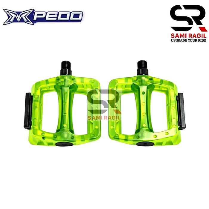 Pedal Sepeda Pedo Merah Hijau Ungu Hitam Putih Transparan Bening As Besar Fixie Mtb Seli Lipat