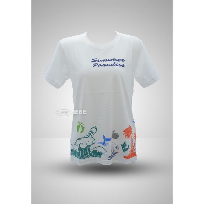 IEBE Wanita Casual Kaos Wanita Katun Combed 30s Polos Lengan Pendek - Putih, S Casual A1PI3020 - PUT