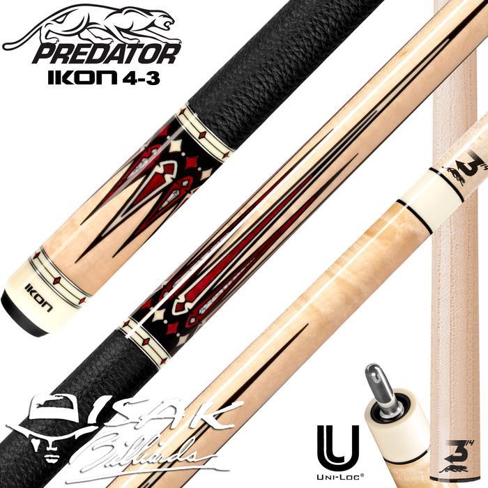 PREDATOR IKON4-3 UNILOC LOW DEFLECTION BILLIARD CUE STICK STIK BILIAR