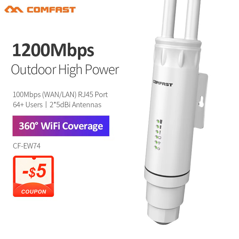 Comfast 300M/1200M Outdoor Access Point Wireless WiFi Extender 2.4G/5GHz AC1200 Wide-Area Router