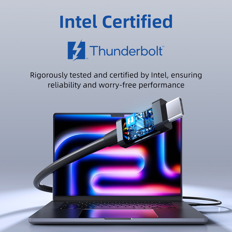CABLETIME Thunderbolt 5 Cable 4K 540Hz 120Gbps Intel Certified 240W Compatible for Thunderbolt 5