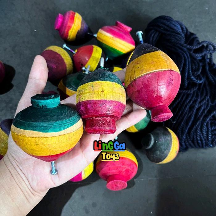 MURAH 20 pcs mainan panggalan kayu / mainan tradisional gangsing gasing kayu