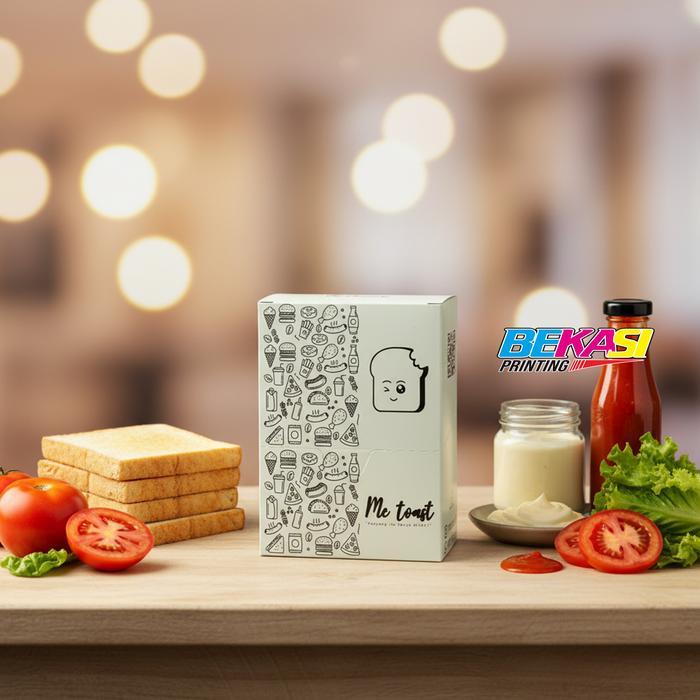 Cetak Custom Take Away Toast Box Tutup Dus Kotak Roti Bakar Panggang Kekinian - Small, Dupleks 270 G