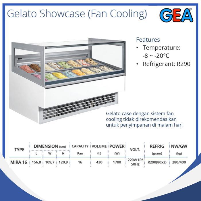 MIRA 16 GELATO SHOWCASE FAN COOLING DISPLAY GELATO FREEZER GEA MIRA 16