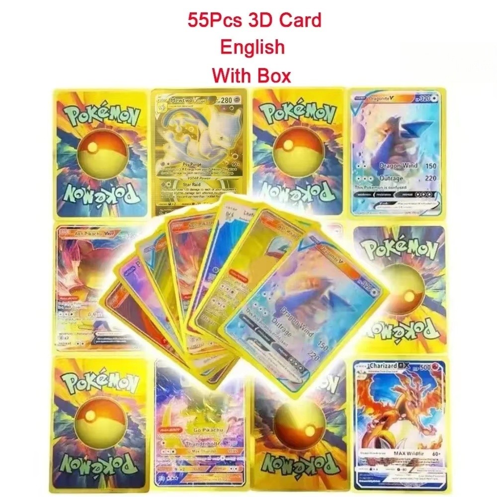 Anime Pokemon Pikachu Charizard Spanish Diamond Colorful English Rainbow Gold Black Trainer Rare
