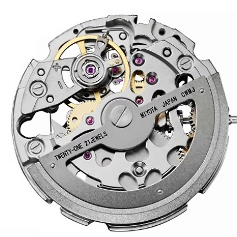 Miyota 8N24 Automatic Mechanical Movement Silver Classic Skeletonized Miyota Mechanism 21 Jewels