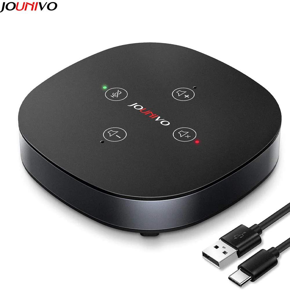 USB Conference Speaker Microphone Omnidirectional Condenser Computer Mic Mute/Volume Function For