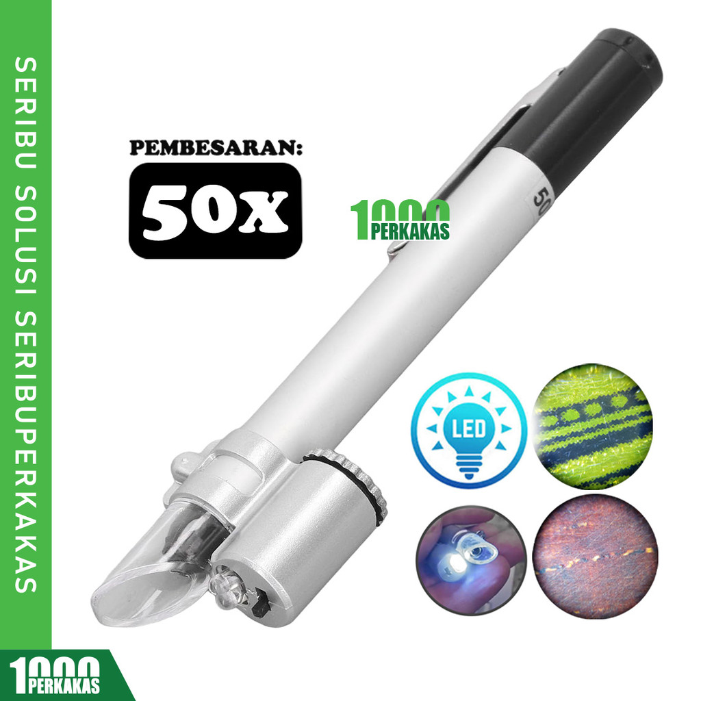 Mikroskop Pena LED 50X AL23 1P / Microscope Portable Lampu Saku Mini / Tekstil Percetakan Kain Perhi