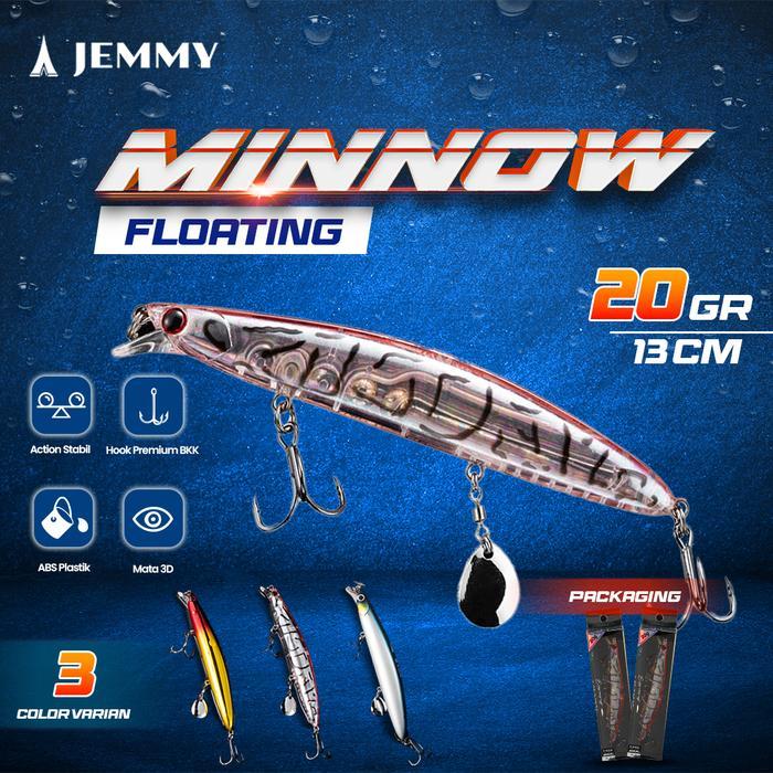 JEMMY Umpan Minnow 20g/13cm Extra Spinner-Spoon Lure Pancing Casting Killer Premium Quality Treble