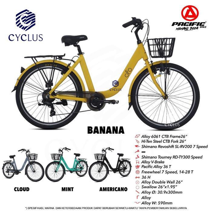 Sepeda Urban Bike Pacific OFO City Bike 26 inch - OFO 7 SPD NEW