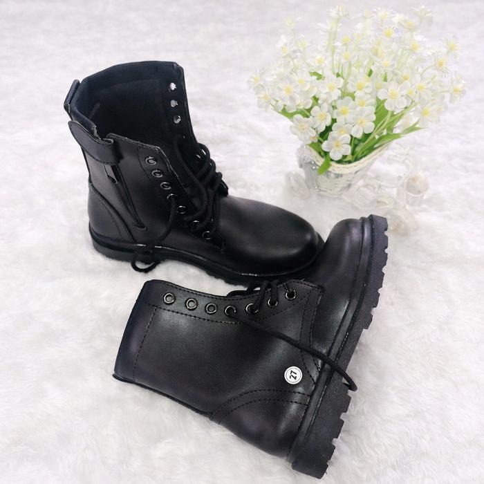 PDL Anak Hitam Sepatu Boots Anak untuk Seragam dengan Sol Tebal dan Jahitan Kuat - Hitam, Ukuran 26 