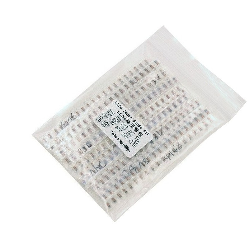 300PCS LL34 SMD Zener Diode Assortment Kit 0.5W 3V To 24V 15 Values 1206 Voltage Regulator Diode Set