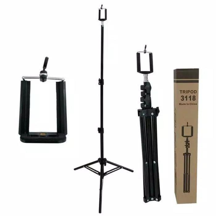 Tripod Handphone 3118 Stand Universal HP dan Kamera Free Holder Aluminium Panjang Tripot
