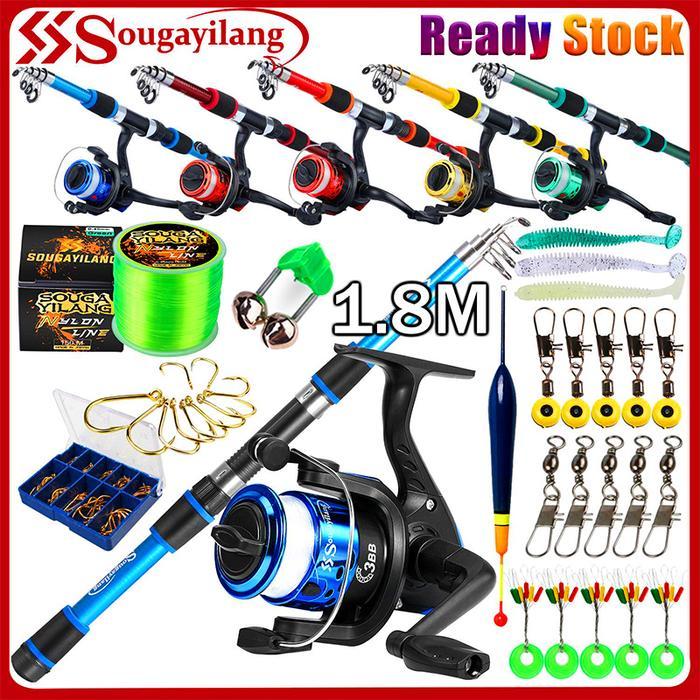 Maguro - Set Joran Pancing Lengkap 180Cm Pancing Spinning Teleskopik Dan Reel Spinning Dengan Kait