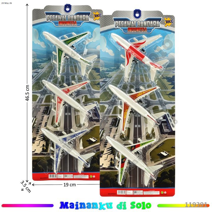 [Mainanku] Mainan Pesawat isi 3pcs RANDOM WARNA P/B Pesawat Bandara Indonesia