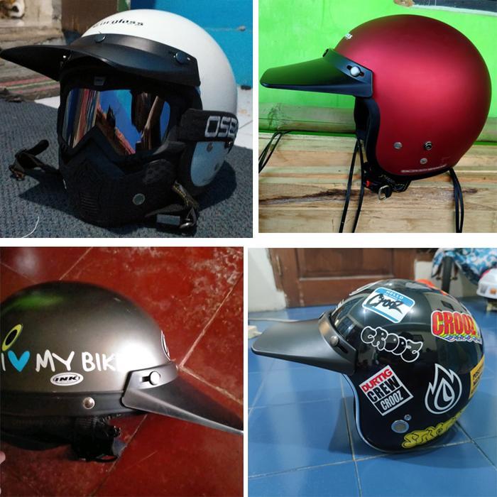 "New" PET PED TOPI FINO HELM CROSS RETRO CLASSIC KULIT BEBEK TRAIL PANJANG