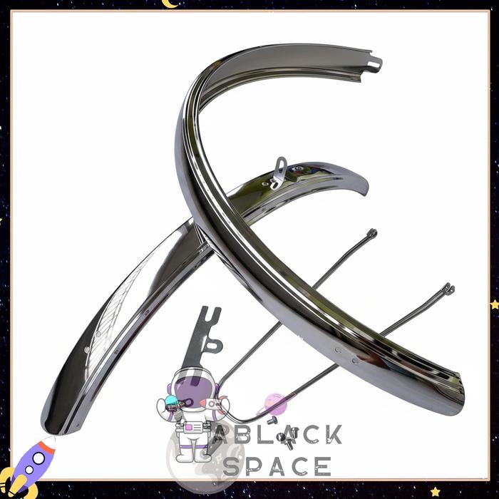 Spakbor Sepeda 26 Fullset Fender Chrome Besi Taiwan MTB Federal Citybike selebor Warna Stainless