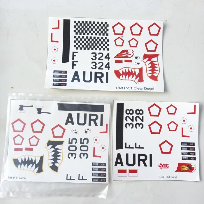 Decal Sticker P-51 Mustang Auri Model Kit Pesawat Terbang Perang Dunia Terlaris