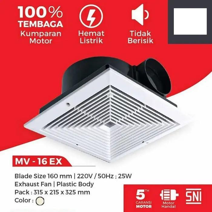 Exhaust Ceiling Fan Plafon 6 Inch 30 Watt 25x25cm