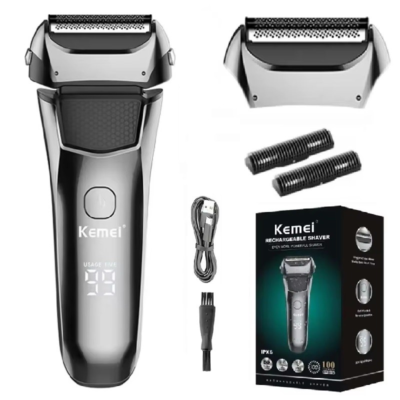 Kemei Men's Electric Shaver Facial Beard Wet & Dry Shaver Rechargeable Professional Razor Shaving