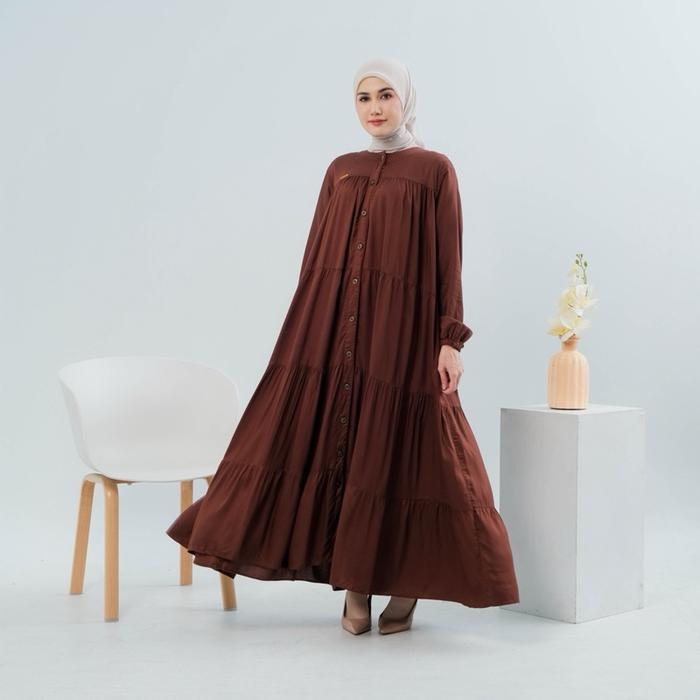 SyifaZakia- Shafiya Maxi Dress Bahan Rayon Twill Premium Polos full Kancing Gamis