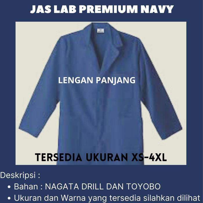 Jas Laboratorium Bahan Adem Warna Biru Navy - toyobo, XS