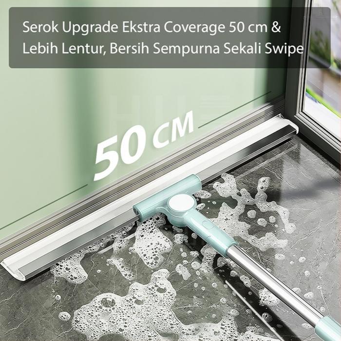 Paus Biru - Wiper Sapu Karet Silikon - Alat Pel Lantai Magic Broom Serbaguna untuk Basah & Kering