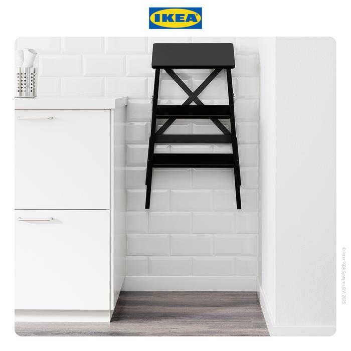 IKEA BEKVAM Tangga 3 Tingkat Serbaguna Hitam 63 cm Kayu