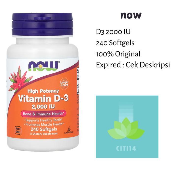 Now Vitamin D3 2000 IU 120 240 Softgels Vit D3 2000IU