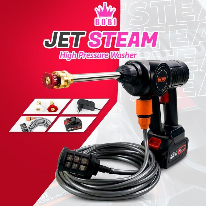 Jet Steam Cleaner Cordless STEELE SG-08 - Set Alat Cuci Mobil 48Volt