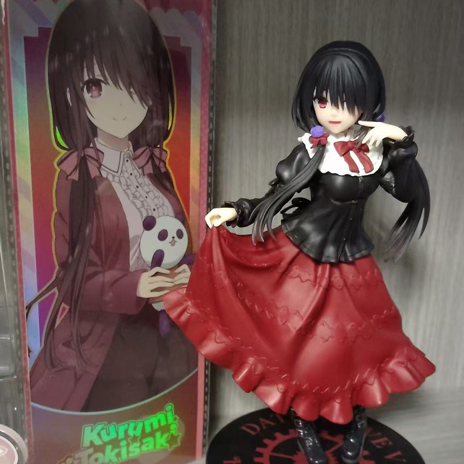In stock 18CM Anime DATE A LIVE Tokisaki Kurumi Anime Figure Cute Girl Red Dress PVC Up Model Desk