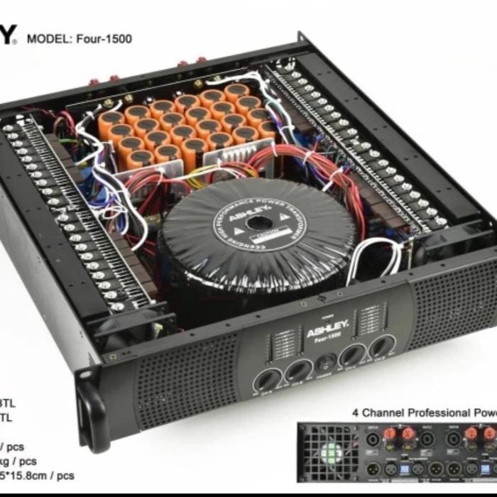 POWER AMPLIFIER ASHLEY FOUR 1500 ORIGINAL 4 x 2100watt 4ch Power Class H Mixer - hitam