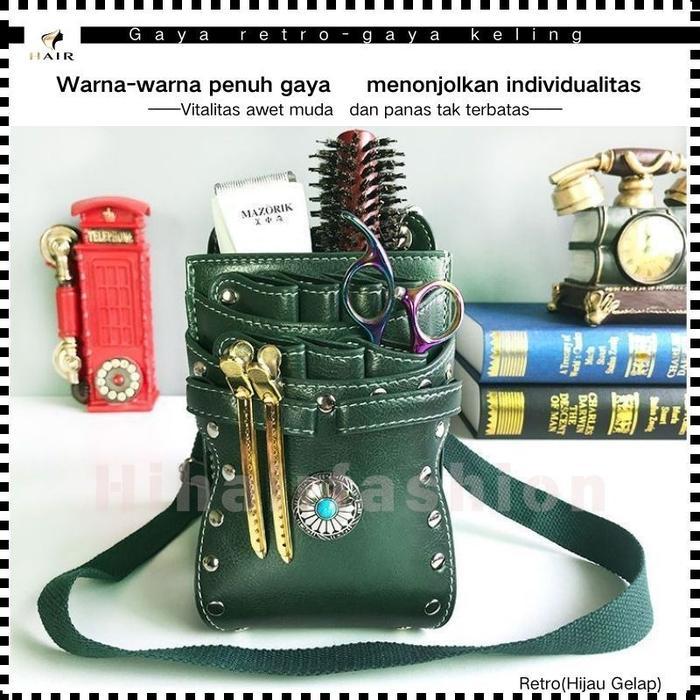 Hib-0236 New Dompet Gunting Tas Pinggang Gunting Rambut Paket Gunting Tas Gunting Kulit Asli Ikat