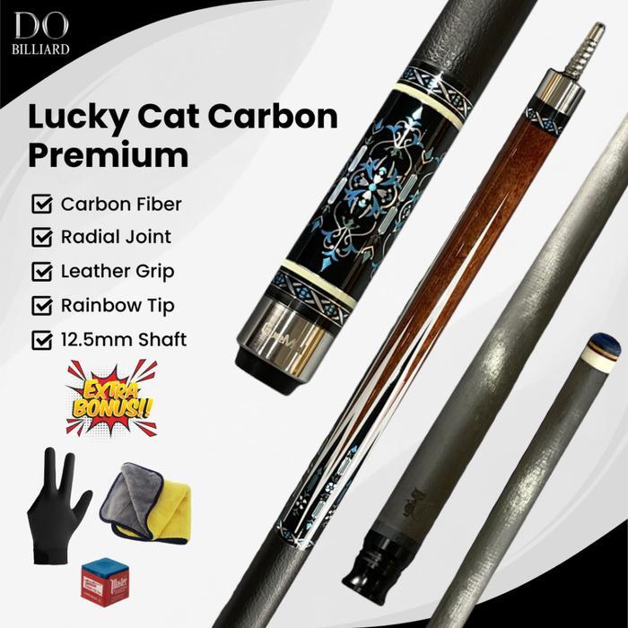 Stick Billiard LUCKY CAT PREMIUM Carbon Low Deflection Cue Stick Billiard / Stick Billiard Carbon