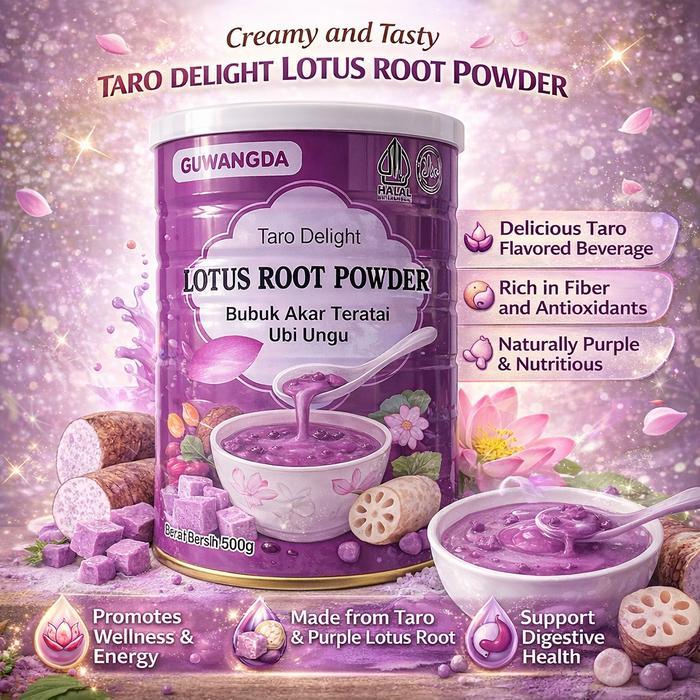 NEW GUWANGDA Oufen Lotus Root Powder Bubuk Akar Teratai Ubi Ungu Almond 500g Minuman Manis Kurma