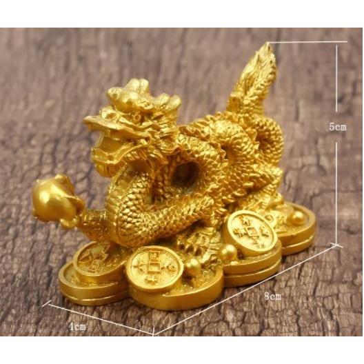 Patung Pajangan Naga Emas Fengshui