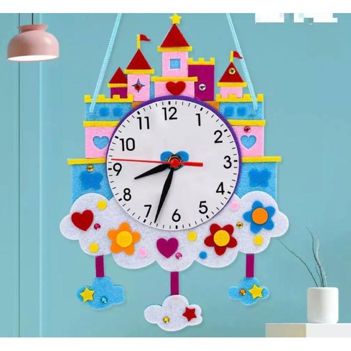 TERMURAH DIY JAM DINDING - NON WOVEN CLOCK - MAINAN EDUKASI ANAK - PRAKARYA ANA PROMO