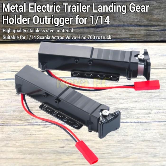Metal trailer landing gear elektrik holder outrigger For 1/14 Tamiya hercules RC trailer truck